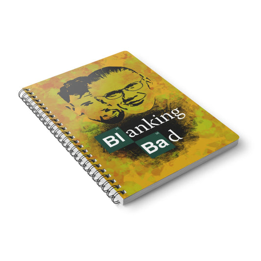 Notebook with 'Blanking Bad' design on a white background