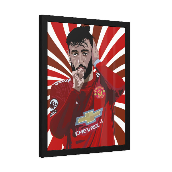 Framed artwork of a person wearing a red sports jersey with a visible brand logo on a white background.
