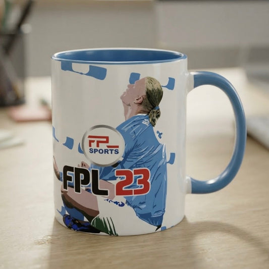 Erling Haaland FPL 23 FIFA-style cover mug, Fantasy Premier League gift