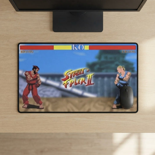 Street FPLer II desk mat with Bruno Fernandes and Erling Haaland as Ryu and Ken, Fantasy Premier League gift