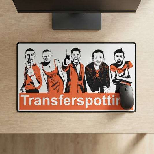 Transferspotting line-up FPL desk mat with Bruno Fernandes, Declan Rice, Isak, Pickford and Haaland, Fantasy Premier League gift