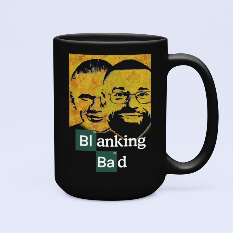 Black FPL ceramic mug with Blanking Bad design inspired by Breaking Bad
