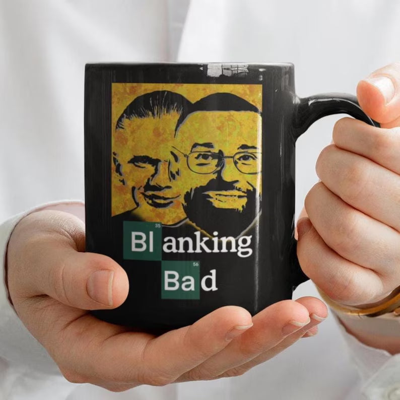 Black FPL ceramic mug with Blanking Bad design inspired by Breaking Bad