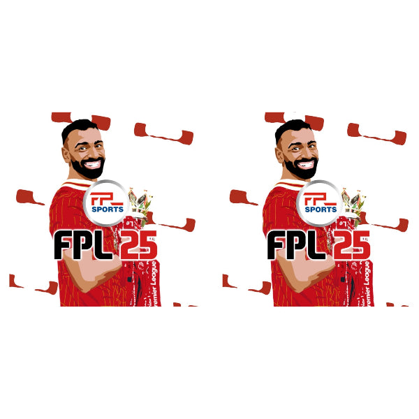 Two identical graphics of a man in a red sports jersey with 'FPL 25' and 'FP Sports' logos on a white background.