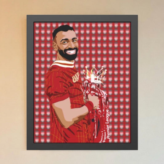 Salah pop art framed print illustration of Mohamed Salah, Fantasy Premier League wall art