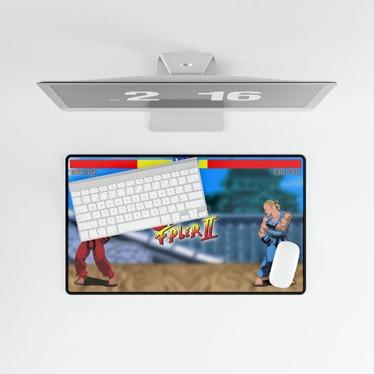 Video game screen displaying a character with a keyboard, with a smaller inset showing a close-up of the keyboard.