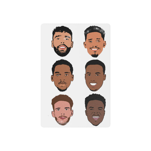 Arsenal temporary tattoo sheet with Raya, Gabriel, Timber, Saliba, Saka and Rice, Fantasy Premier League gift