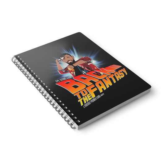 Notebook with 'Back to the Fantasy' design on a white background
