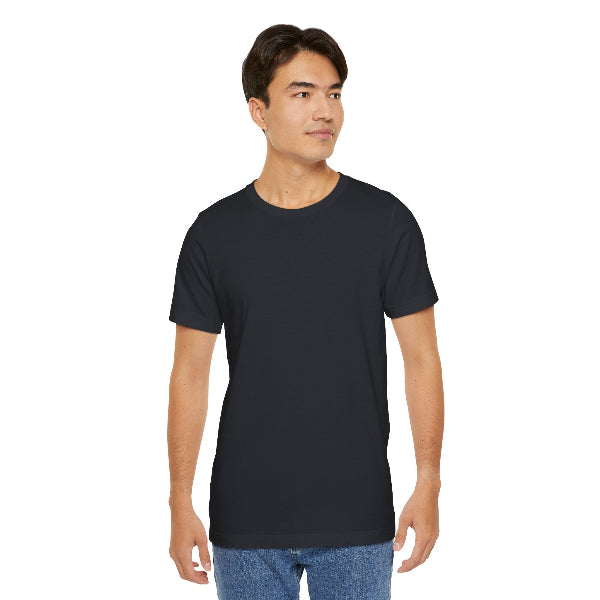 Man wearing a black t-shirt on a white background