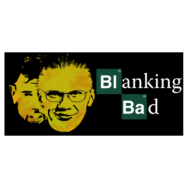 Slogan 'Blanking Bad' with a stylized face on a black background