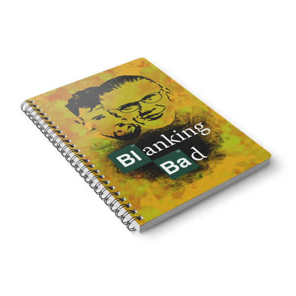 Notebook with 'Blanking Bad' design on a white background