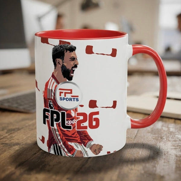Bruno Fernandes FPL 26 FIFA-style cover mug, Fantasy Premier League gift