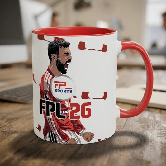 Bruno Fernandes FPL 26 FIFA-style cover mug, Fantasy Premier League gift