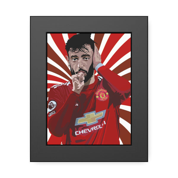Framed artwork of a person wearing a red sports jersey with a visible brand logo on a white background.