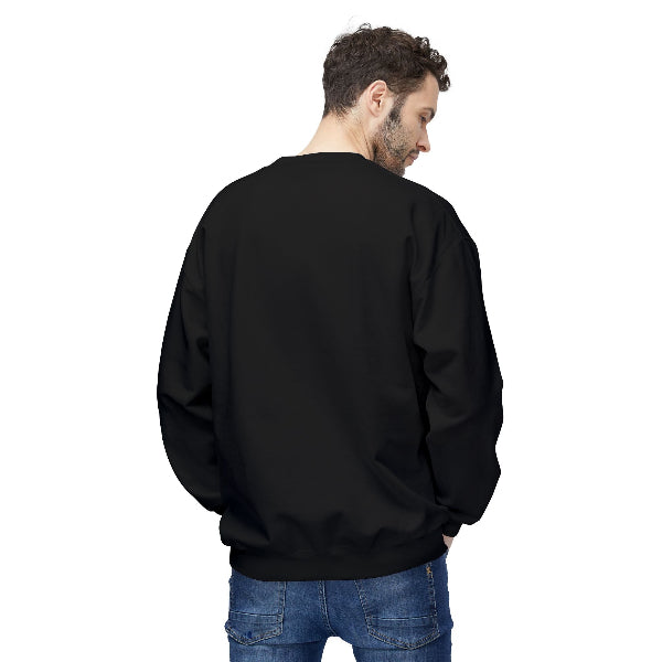 Man wearing a black sweatshirt on a white background