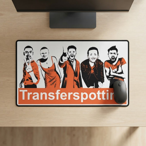 Transferspotting line-up FPL desk mat with Bruno Fernandes, Declan Rice, Isak, Pickford and Haaland, Fantasy Premier League gift