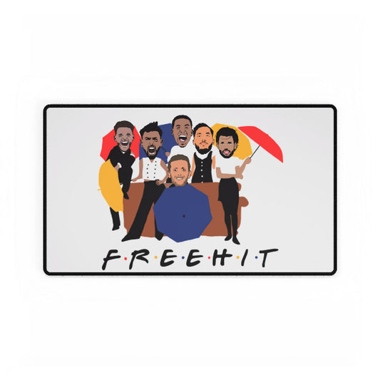 Cartoon-style illustration of a group of people on a couch with 'FREEHIT' text below.