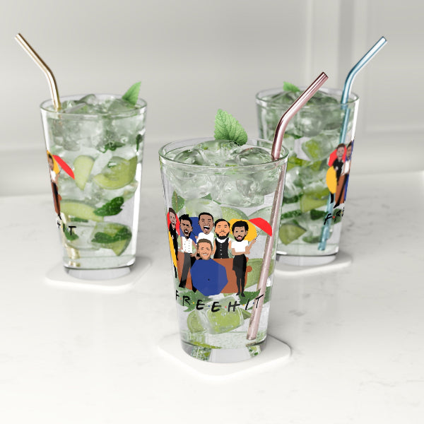 Three glasses of mojito with straws on a white background