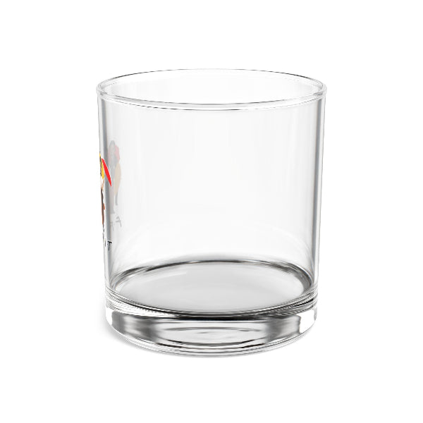 Clear glass tumbler on a white background
