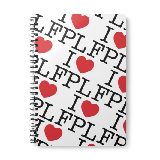 Notebook with 'I ❤️ FPL' text and red hearts on a white background
