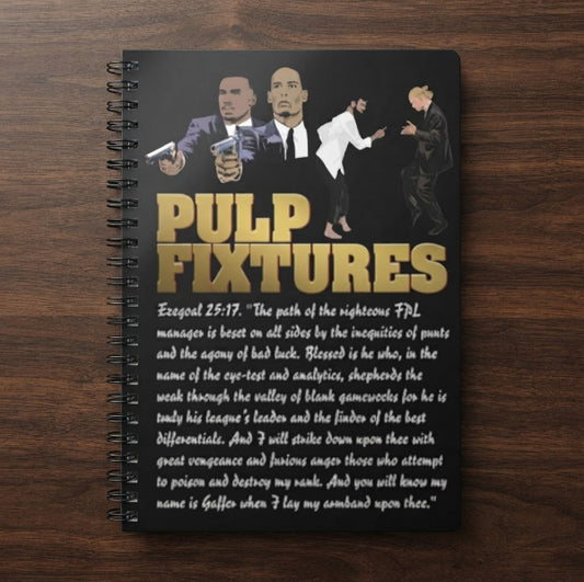Pulp Fixtures A5 notebook with van Dijk, Gabriel, Haaland and Bruno Fernandes, Fantasy Premier League gift