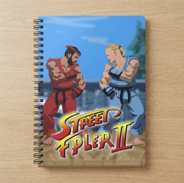 Street FPLer II A5 notebook with Bruno Fernandes and Erling Haaland as Ryu and Ken, Fantasy Premier League gift