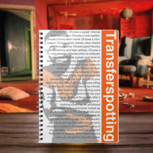 Notebook titled 'Transferspotting' on a blurred background