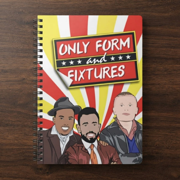 Only Form and Fixtures A5 notebook with Bruno Fernandes as Del Boy, Haaland as Rodney and Gabriel as Grandad, Fantasy Premier League gift