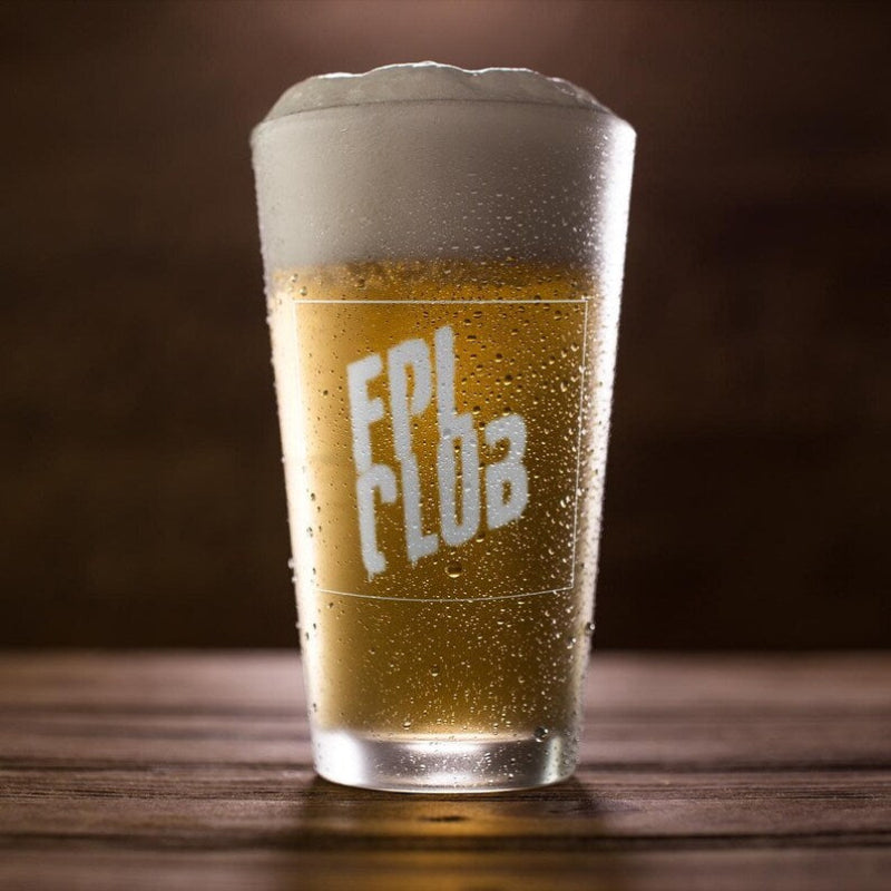 FPL pint glass with FPL Club design inspired by Fight Club