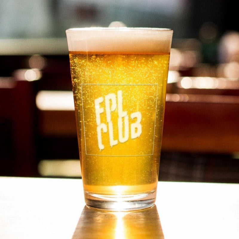 FPL pint glass with FPL Club design inspired by Fight Club