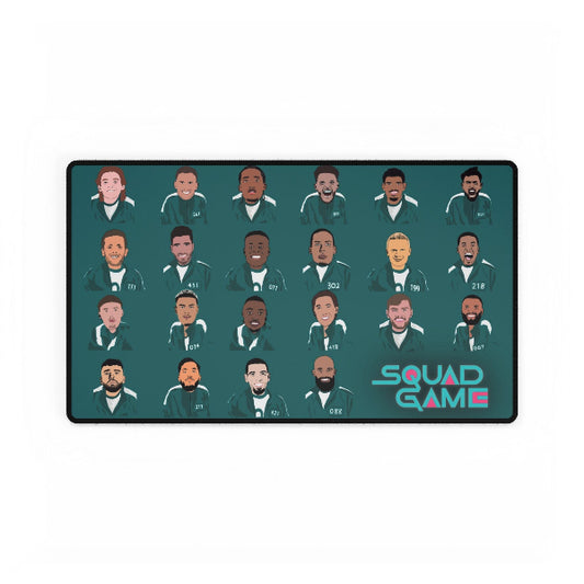 Squad Game mouse pad with illustrated characters on a green background