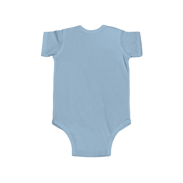 Light blue baby onesie on a white background