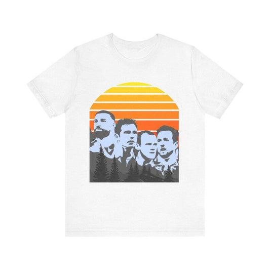 White FPL t-shirt with FPL Mount Rushmore design inspired by Mount Rushmore