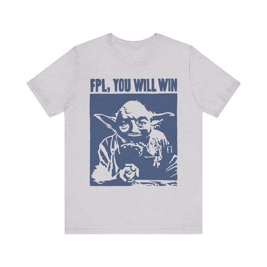 Light blue FPL t-shirt with FPL Wars design inspired by Star Wars