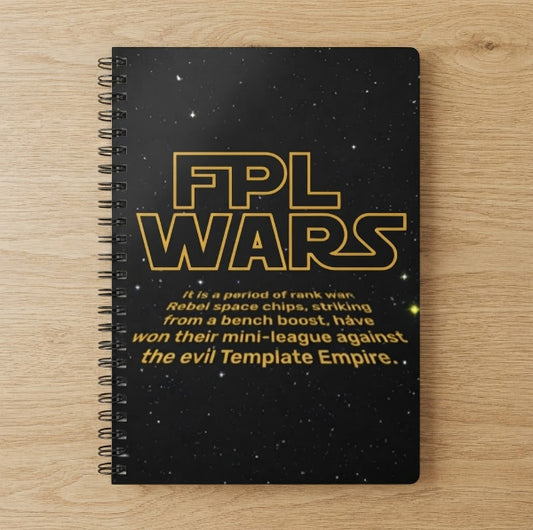 FPL Wars Star Wars-inspired parody A5 wirebound notebook, Fantasy Premier League gift