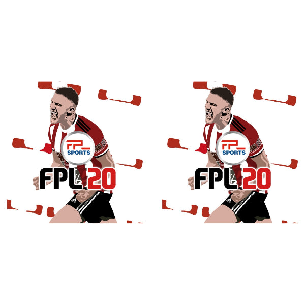 Two identical athletes in red and white uniforms with 'FPL Sports' logo and 'FPL 20' text on a white background.