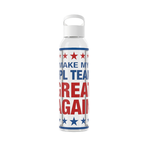 Make My FPL Team Great Again slogan parody water bottle, Fantasy Premier League gift