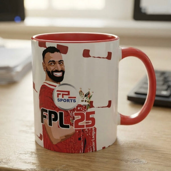 Mohamed Salah FPL 25 FIFA-style cover mug, Fantasy Premier League gift