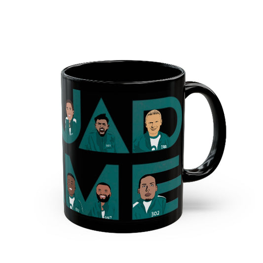 Black mug with images on a white background