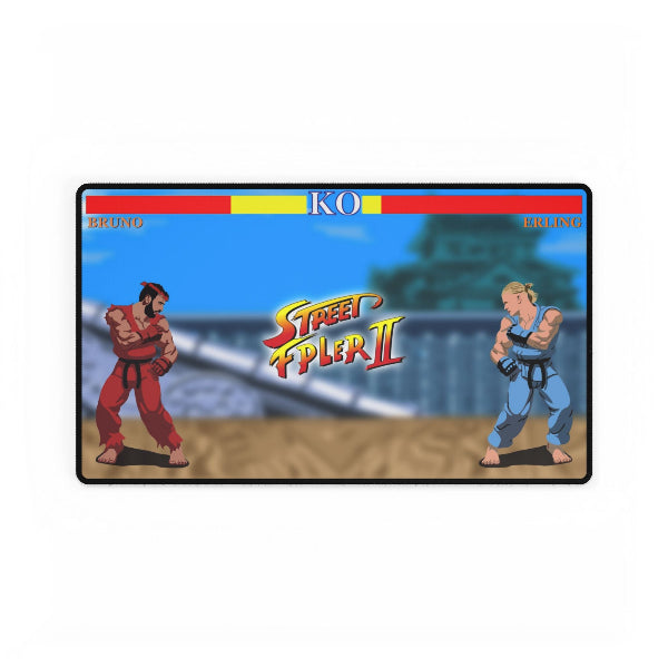 Street Fighter II game screen with two characters facing each other on a white background