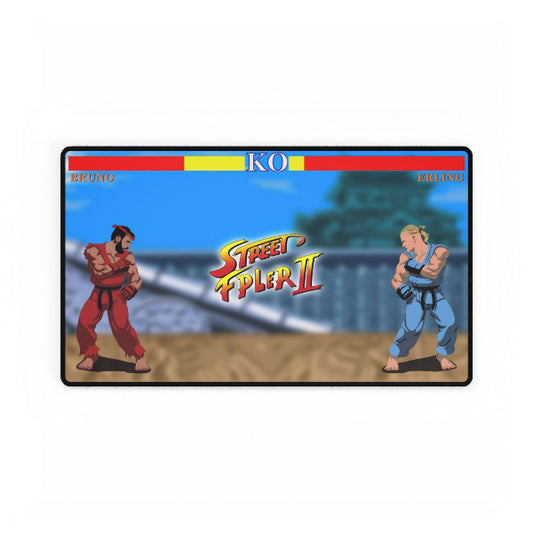 Street Fighter II game screen with two characters facing each other on a white background