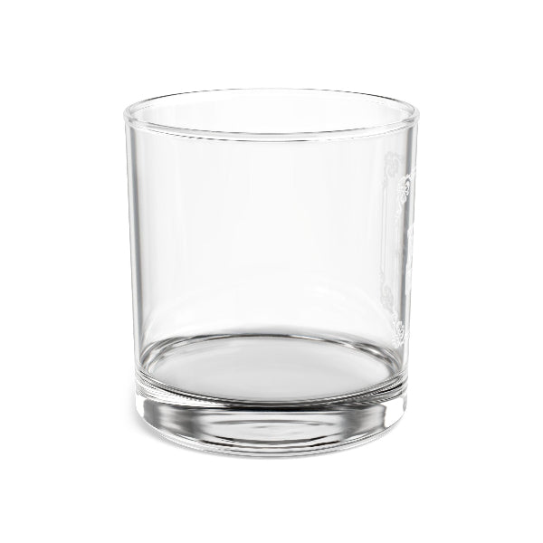 Clear glass tumbler on a white background