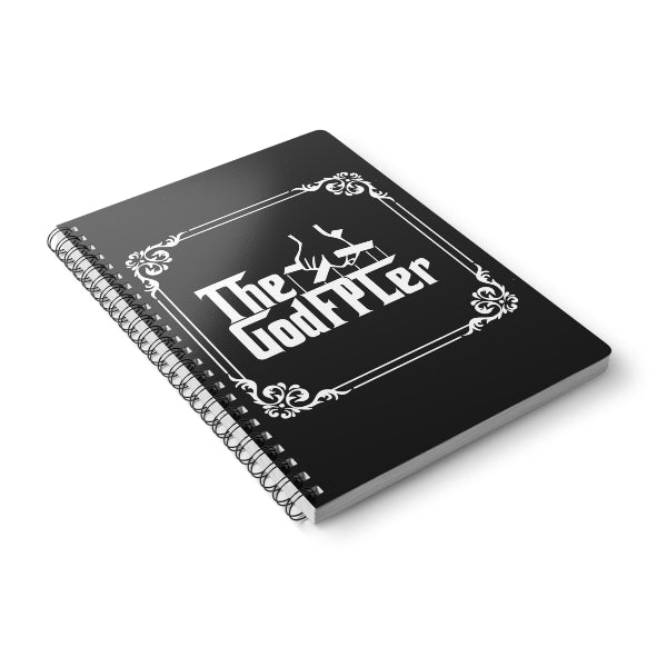 Black notebook with 'The Don After' design on a white background
