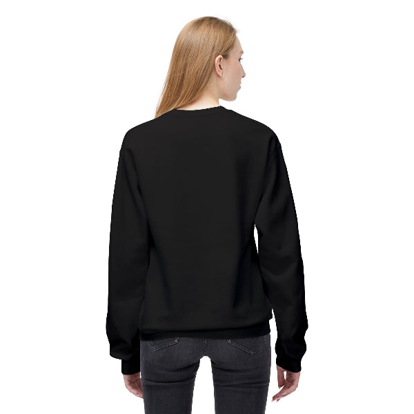 Person wearing a black sweatshirt on a white background
