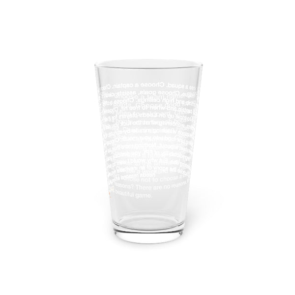 Clear glass with white text on a white background