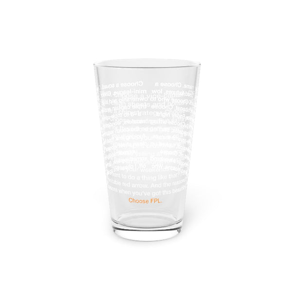 Transferspotting monologue FPL parody pint glass, Fantasy Premier League gift