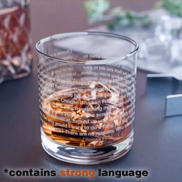 Transferspotting monologue FPL parody rocks glass, Fantasy Premier League gift