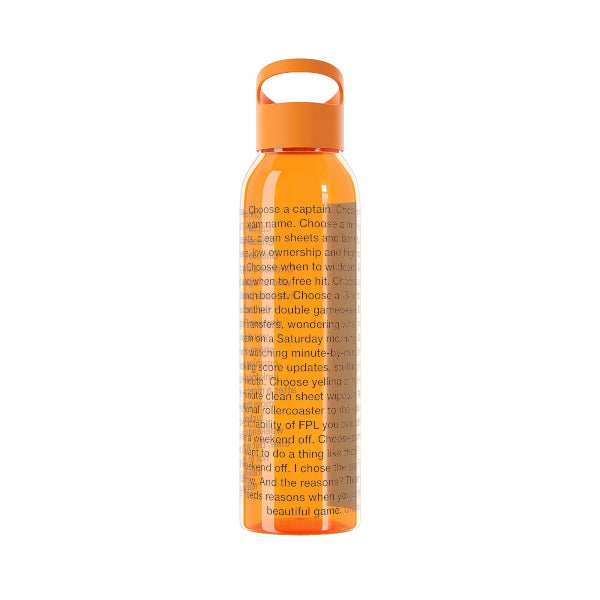 Transferspotting monologue FPL parody water bottle, Fantasy Premier League gift