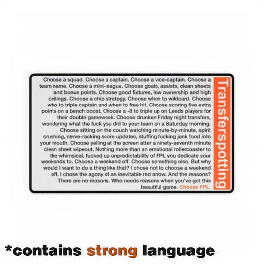 Transferspotting monologue FPL parody desk mat, Fantasy Premier League gift